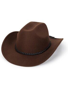 Men's Brown Buckle Classic Roll Up Fedora Hat with Buckle Belt Size S-M